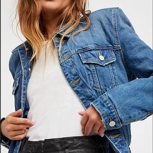 ISO - Free People Strong Shoulder Denim Jacket, XS
